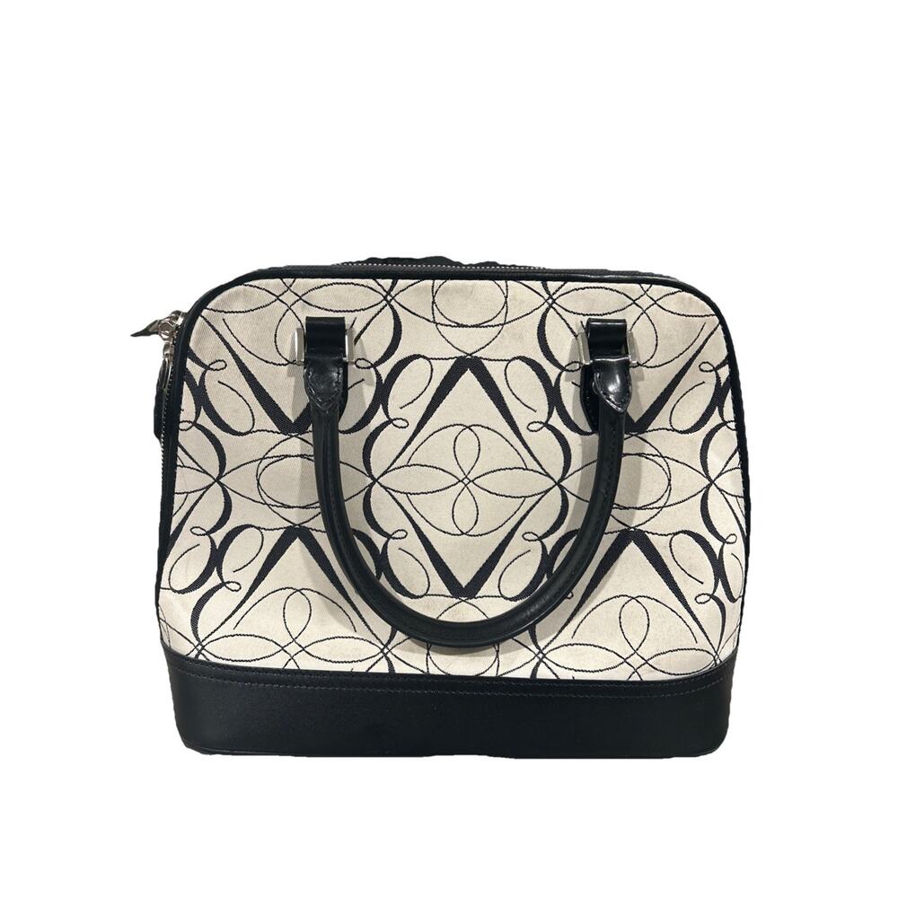 Brooks Brother Genuine Leather And Canvas Bag With Zipper And Swirling Pattern - Picture 2 of 15